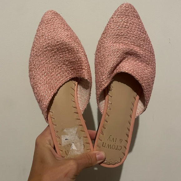 Crown & Ivy pink Serena woven slip on sandals size 6‎ - Picture 1 of 5